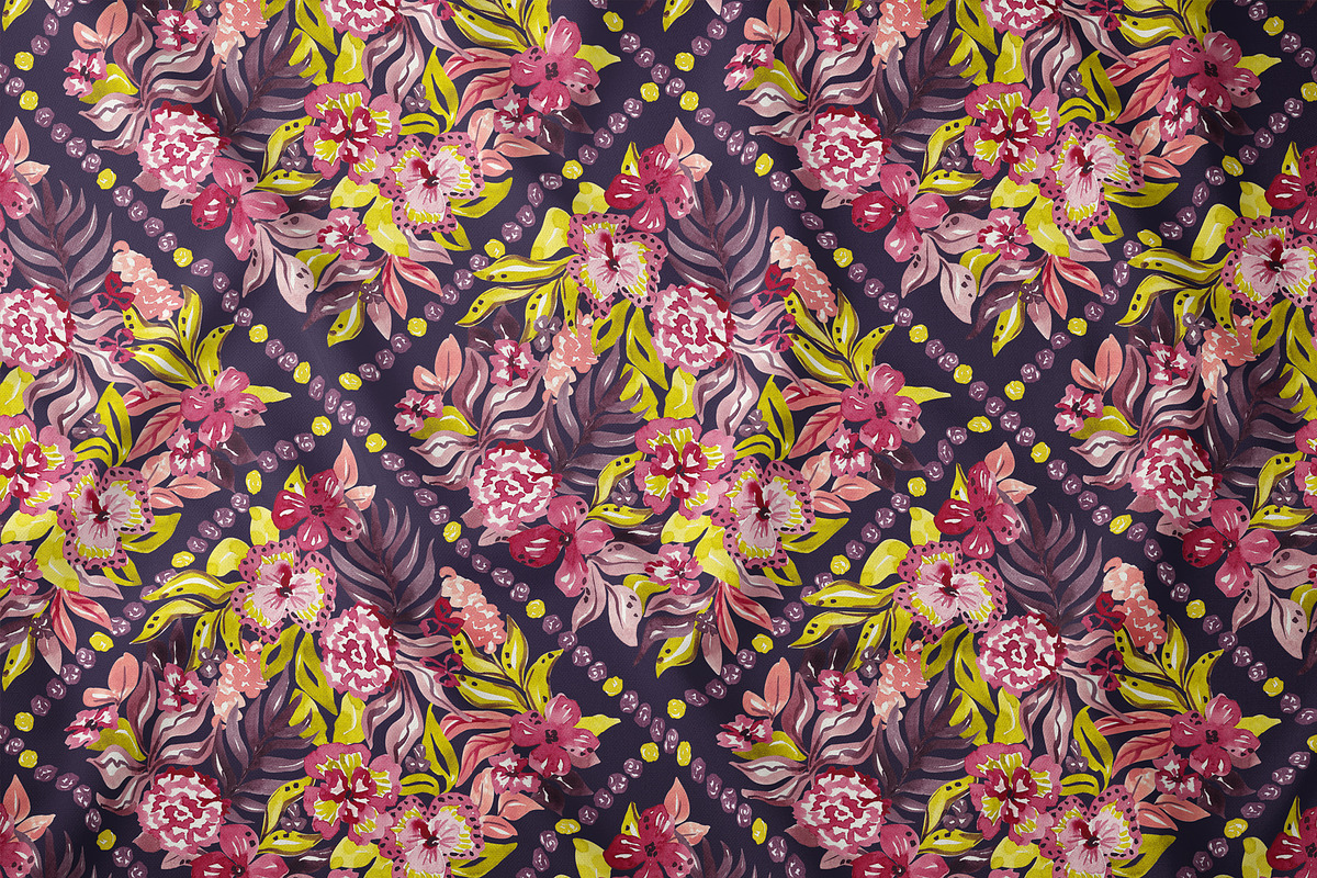 Rich Watercolor Floral Pattern, a Pattern Graphic by SirenaArt (Photo 15 of 17)