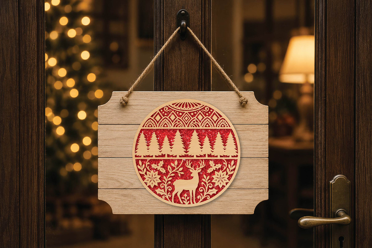 Christmas Deer Forest Laser Cut SVG, an Object Graphic by DreamPrint404 (Photo 3 of 4)