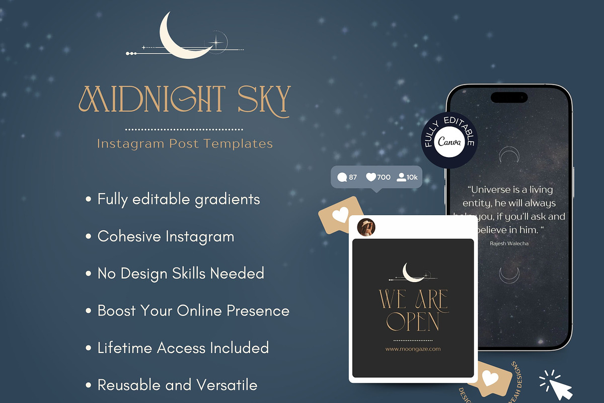 Midnight Sky Instagram Post Template, a Social Media Template by Hell Yeah Designs (Photo 3 of 10)