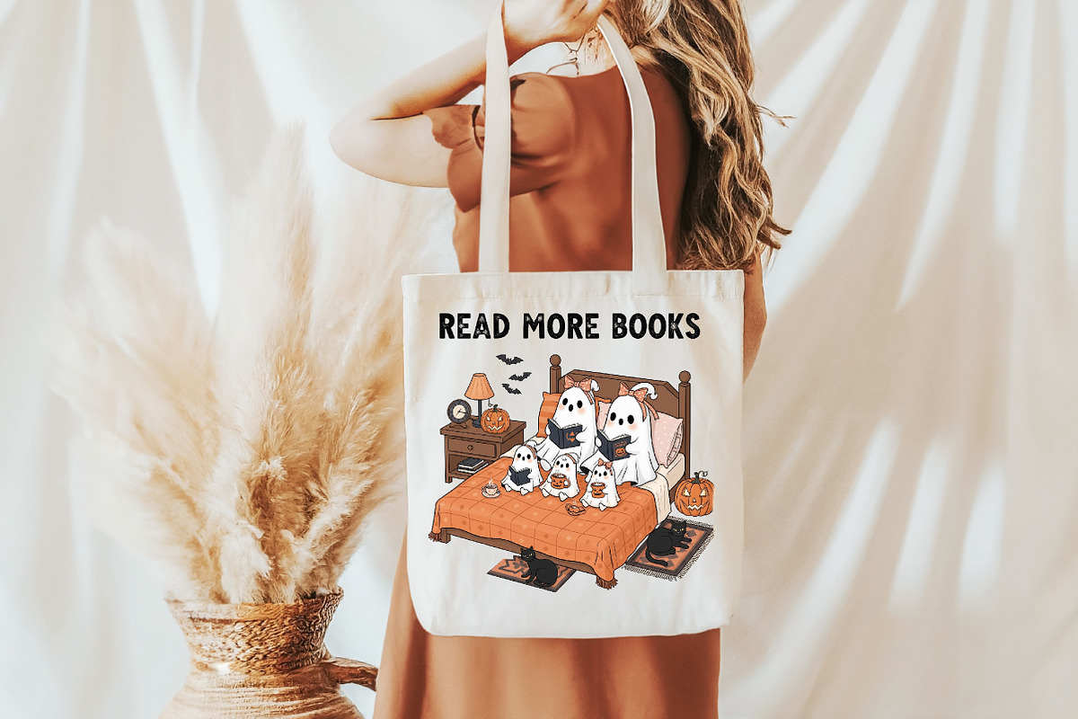 Read More Books, Ghost with Bow & Bo, an Illustration by DreamCafeArt (Photo 3 of 7)