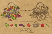 Vintage Fruits & Vegetables Baskets, an Object Graphic by ConceptCafe (Thumbnail 2 of 7)