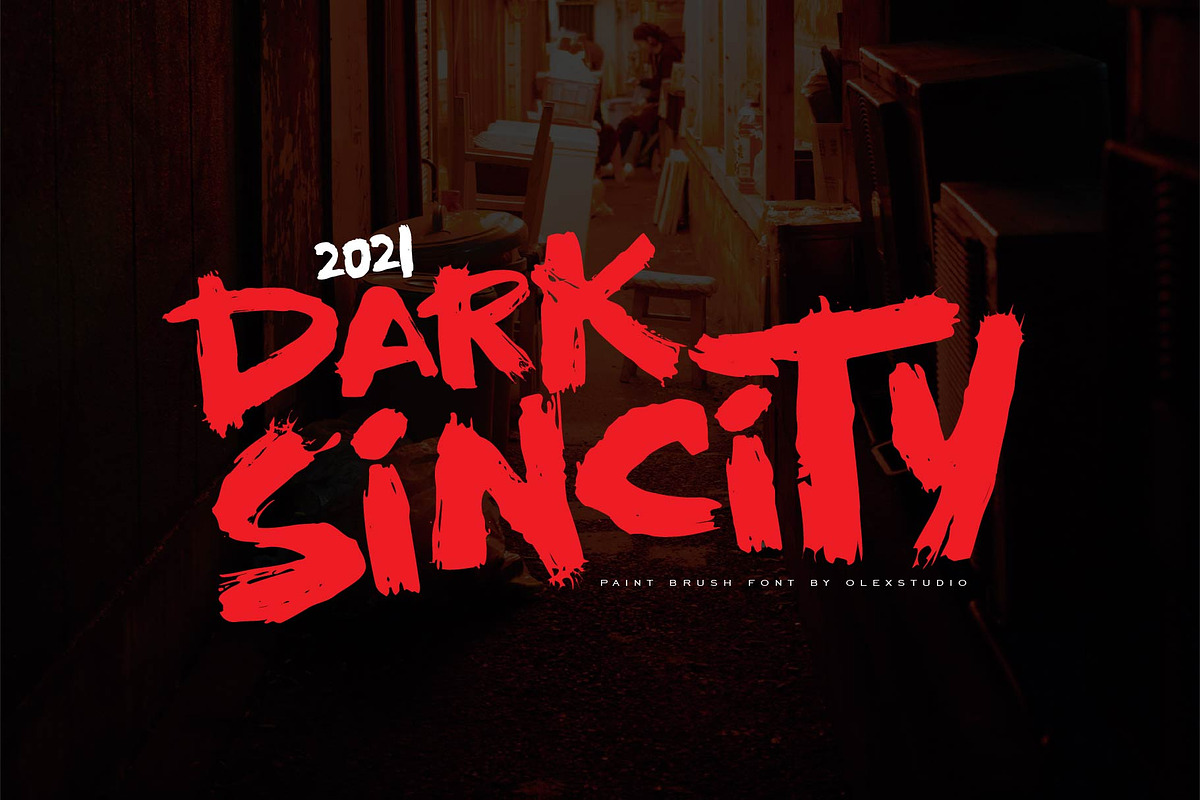 Dark Sincity - Display Font, a Font by Olexstudio (Photo 1 of 8)