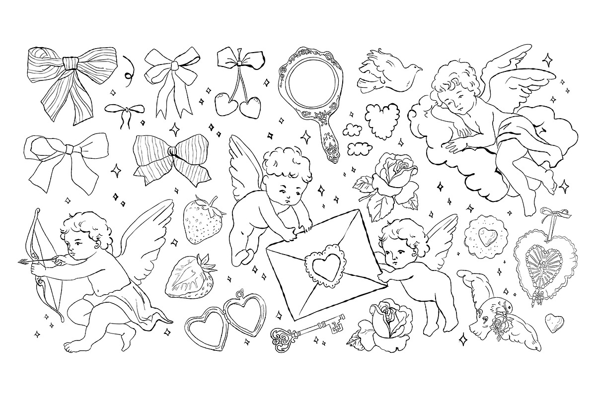 Vintage Cupid Clipart, a Decorative Illustration by Zeukaa (Photo 4 of 8)