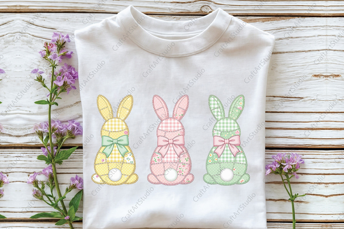 Patchwork Bunny Appliqué Design PNG, an Illustration by CraftArtStudio (Photo 2 of 4)