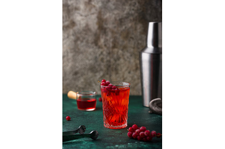 Alcoholic cocktail with red currant, a Food & Drink Photo by Yulia Furman