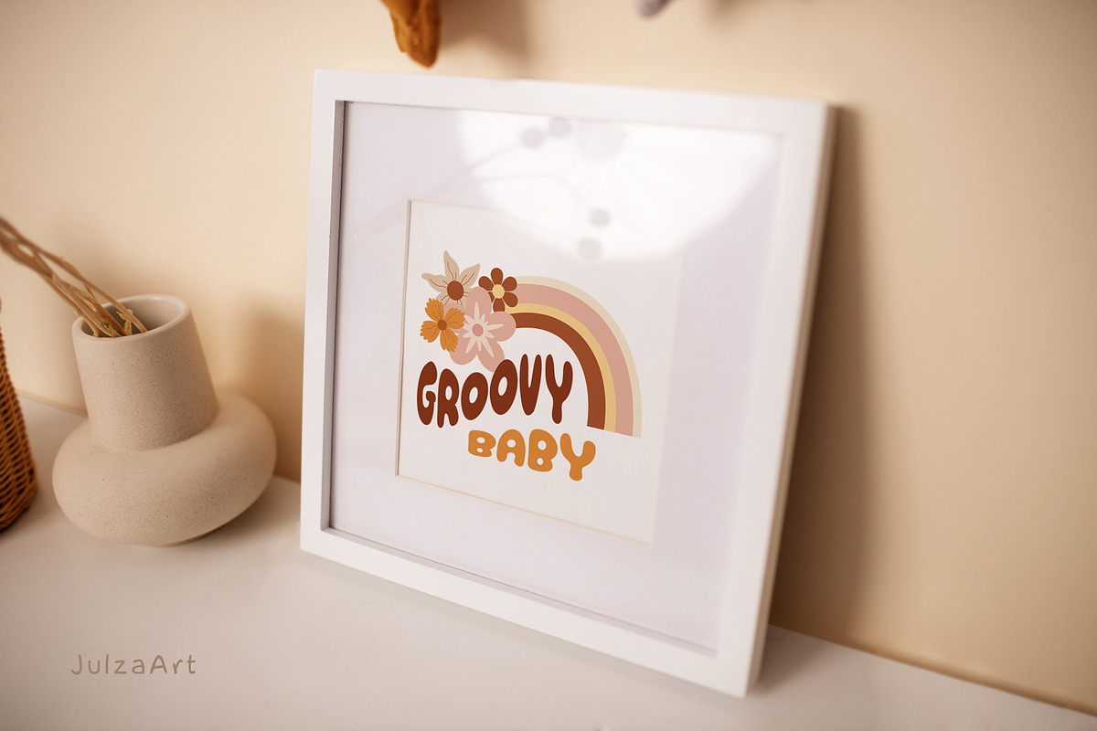 Retro groovy baby clipart, a Seasonal Illustration by JulzaArt (Photo 6 of 7)