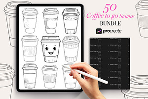 50 Coffee To Go Procreate Stamps