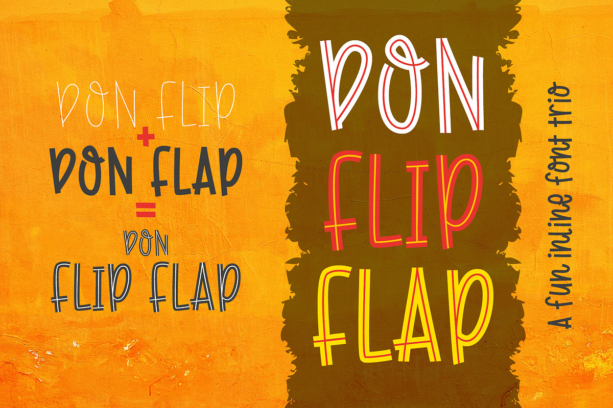 Don Flip Flap - fun inline font trio, a Font by Little Type Factory (Photo 3 of 10)