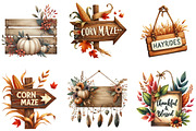 Autumn Wooden Signs Clipart, an Illustration by DreamArtGraphic (Thumbnail 4 of 5)