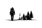 Outdoor Camping Scene Silhouettes Se, an Object Graphic by yasushie (Thumbnail 3 of 6)