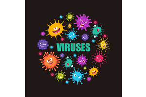 Viruses. circle shape design with, an Illustration by Onyx
