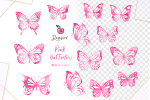 Pink Butterflies Png Clipart 157