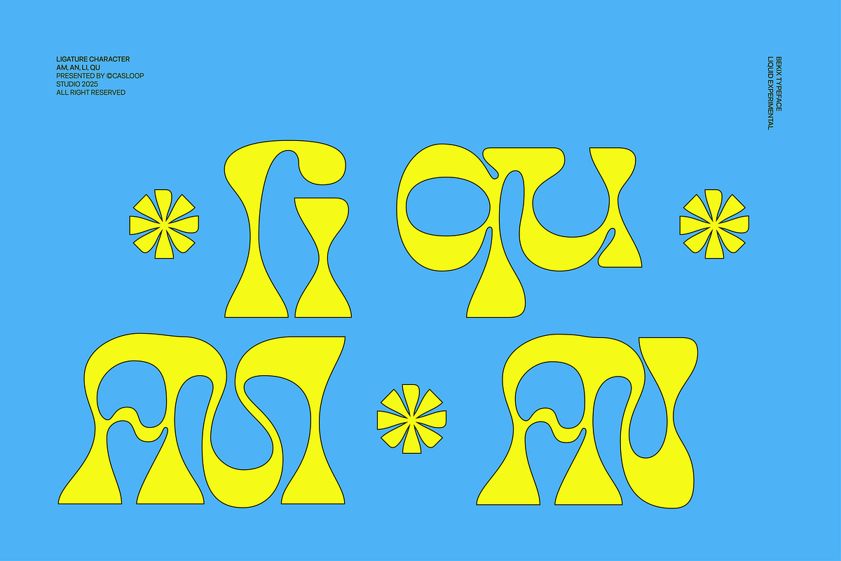 Bekix - Funky Liquid Retro Y2K Font, a Sans Serif Font by Casloop Studio (Photo 3 of 9)