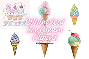 Prompt Whimsical Ice Cream Clipart, a Decorative Illustration by Creative design (Thumbnail 1 of 7)