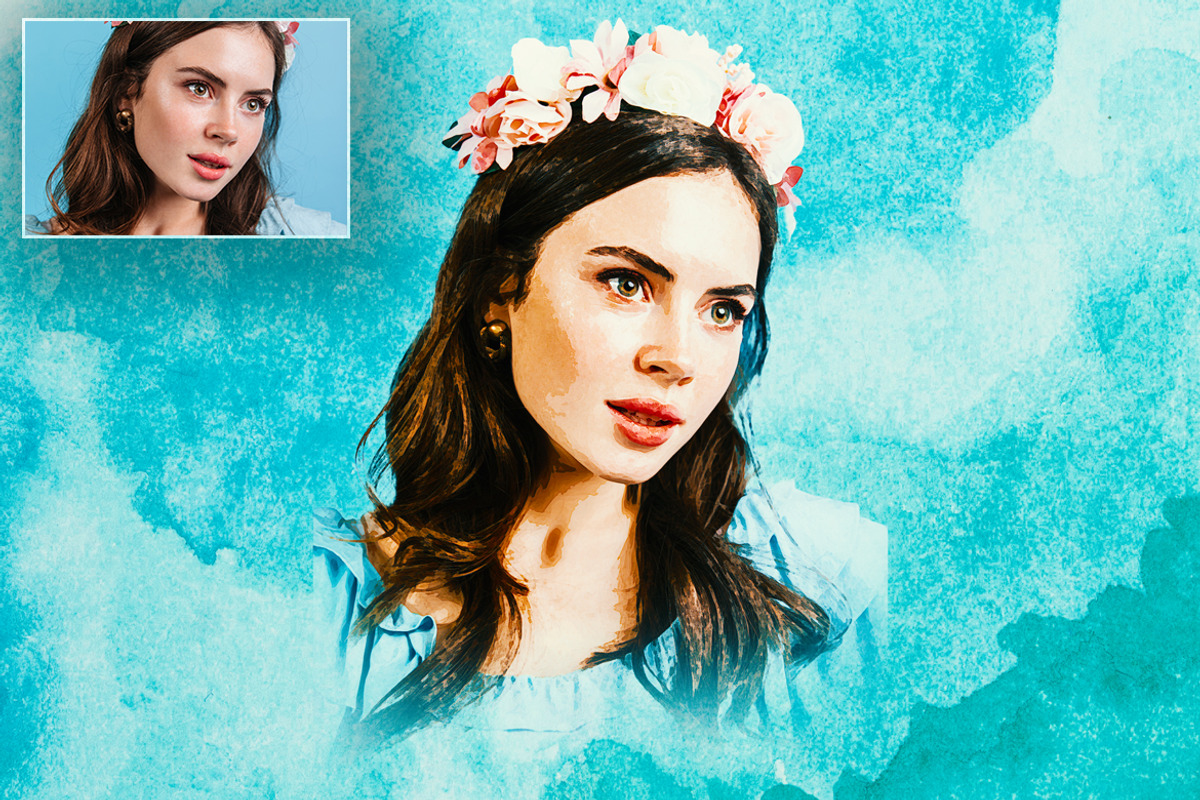 Watercolor Portrait Photo Effect, a Layer Style Add-On by Vatdesign (Photo 2 of 4)