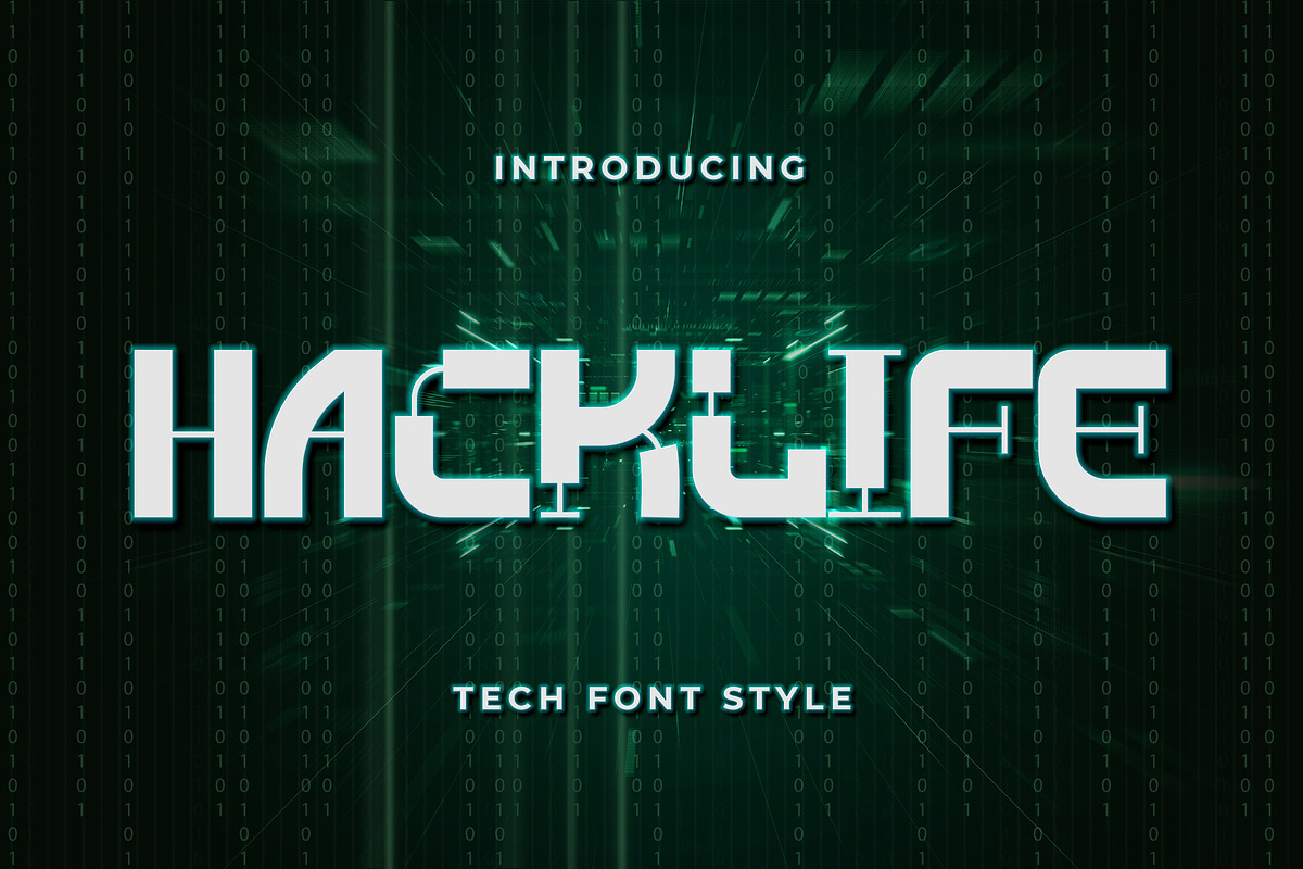 Hacklife - Tech Font Style, a Font by Typefactoryco (Photo 1 of 8)
