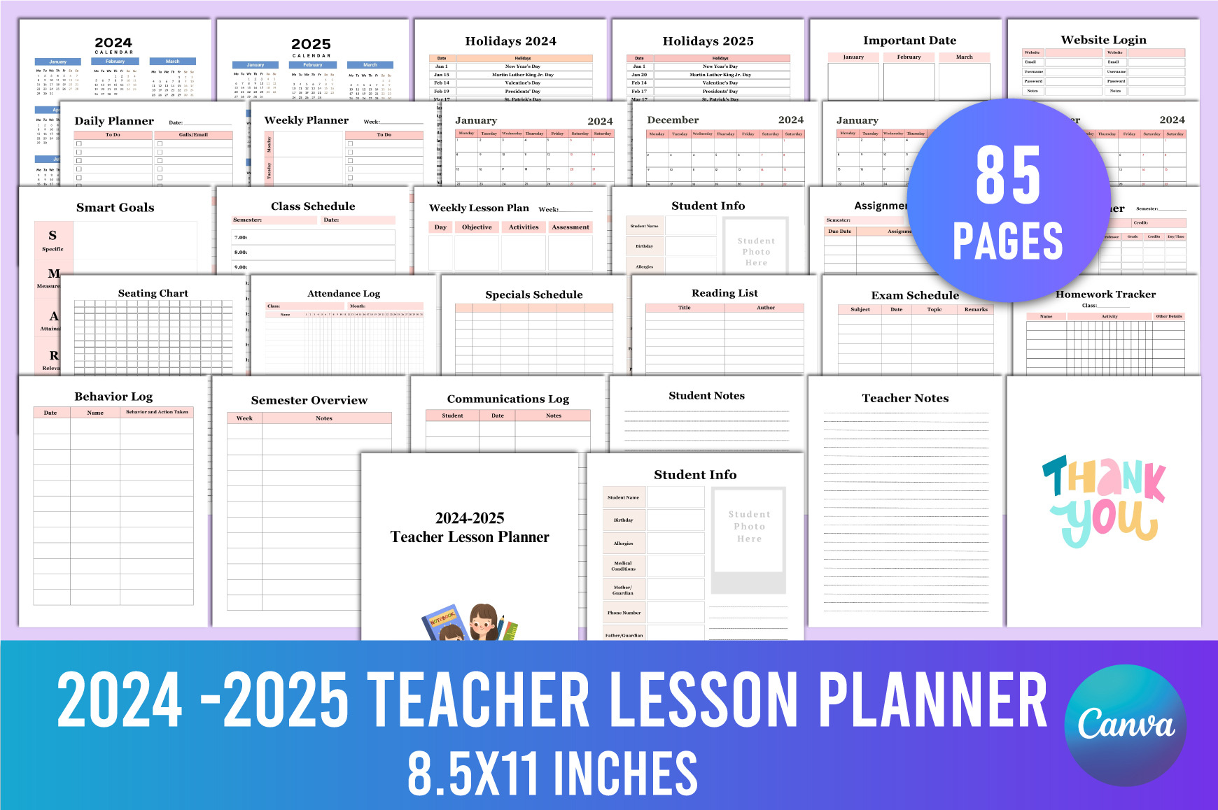 20242025 Teacher Lesson Planner Creative Market
