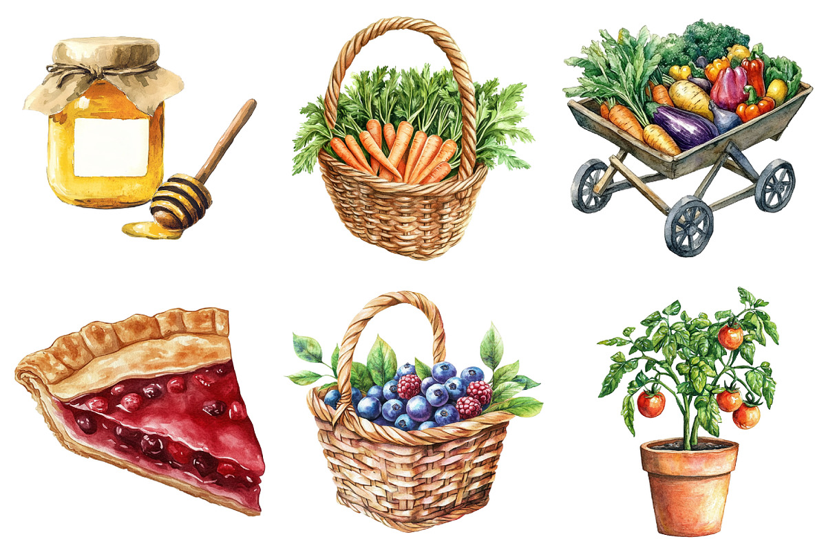 Watercolor Farmers Market Clipart, an Illustration by Daily.Designs (Photo 3 of 5)