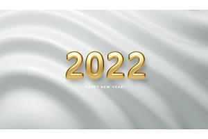 2022 Golden 3d number. Happy 2022