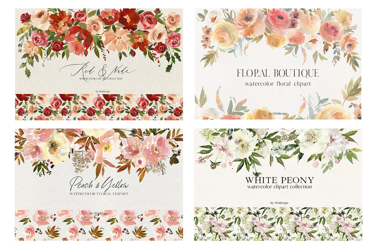 Watercolor Floral Bundle 90 in1, an Animal Illustration by whiteheartdesign (Photo 45 of 50)