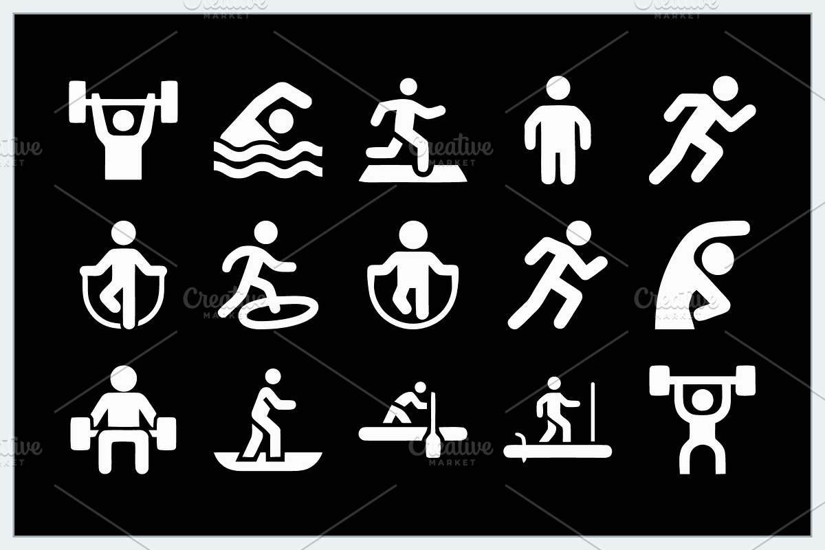 Sports Fitness Icons Logo, a Solid Icon by Vectorium Studio (Photo 16 of 16)
