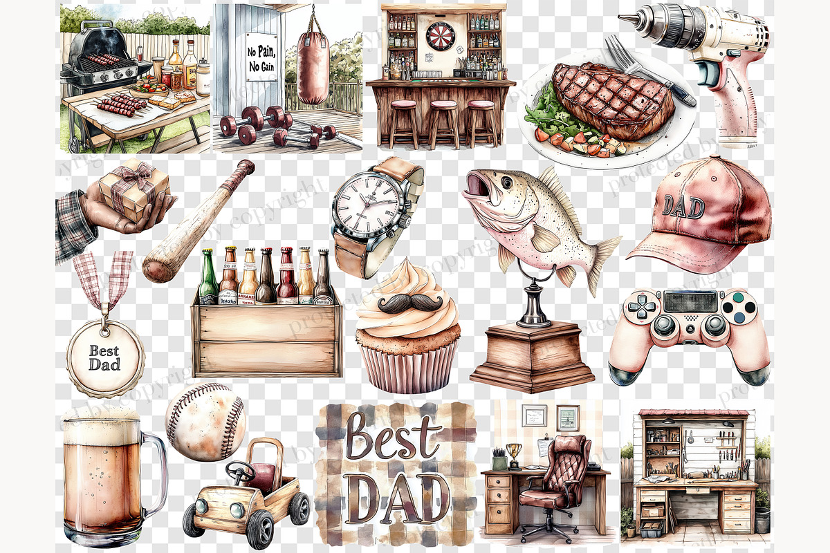 Fathers Day Clipart PNG, a Person Illustration by GlamArtZhanna (Photo 6 of 8)