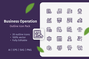 20 Business Operation Outline Icon, an Outline Icon by Bilicube Studio
