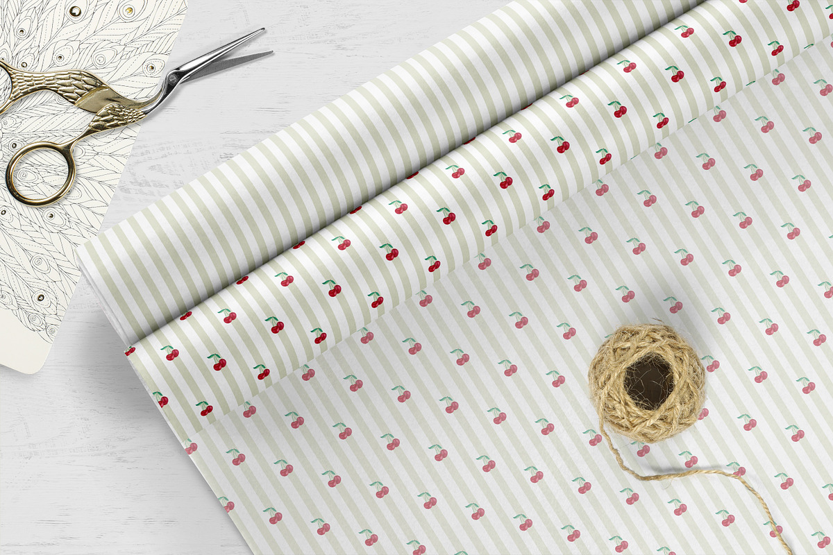 Watercolor Cherries Seamless Pattern, a Pattern Graphic by Oksana Dovhopol Art (Photo 9 of 11)
