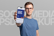 Instagram Post Mockup - Man Showing, an iPhone Mockup by Avelina Studio (Thumbnail 1 of 3)