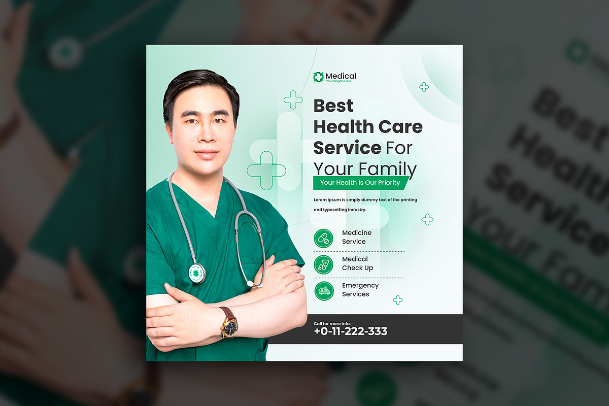 Healthcare medical social media post, a Social Media Template by Tanmoy Topu (Photo 6 of 11)