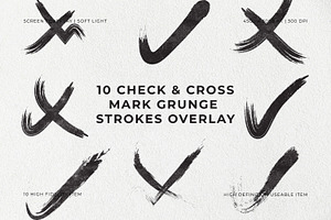 10 Check & Cross Mark Grunge Strokes, a Texture Graphic by Pitchlook.Studio