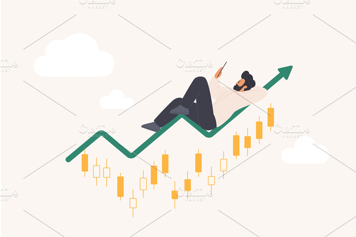 Passive income success stock market, a Finance Illustration by Lemberg Vector