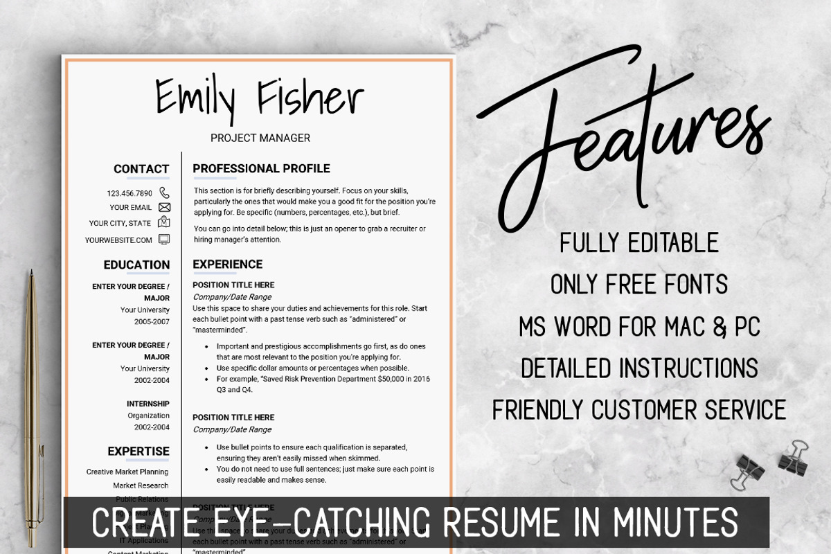 Resume Template / Instant Download, a Resume Template by LevelUpResume (Photo 2 of 5)