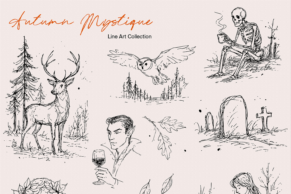 Autumn Mystique: Line Art Collection, a Decorative Illustration by divanovskaya_nv (Photo 9 of 12)