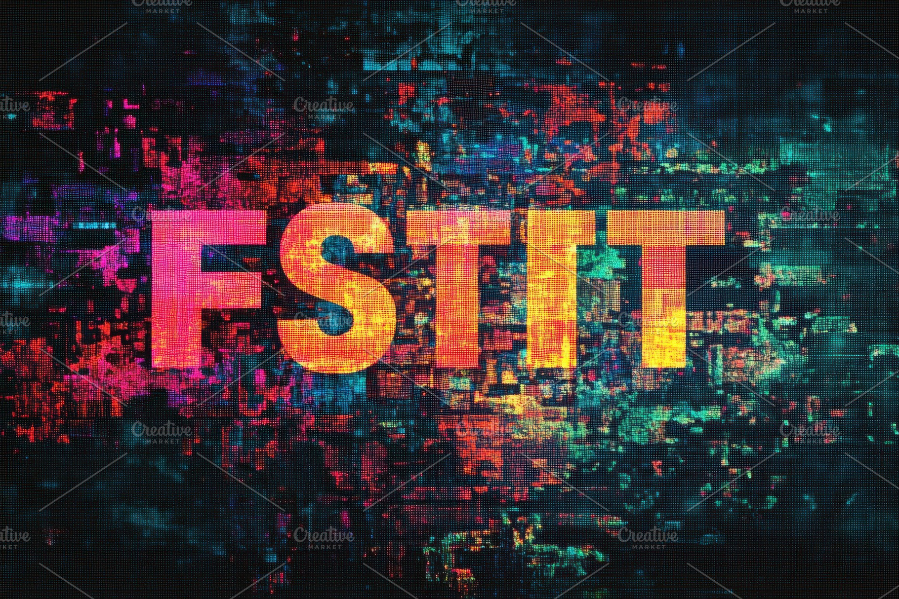 Pixelated typography with glitch eff, a Photo by Iftikhar Alam