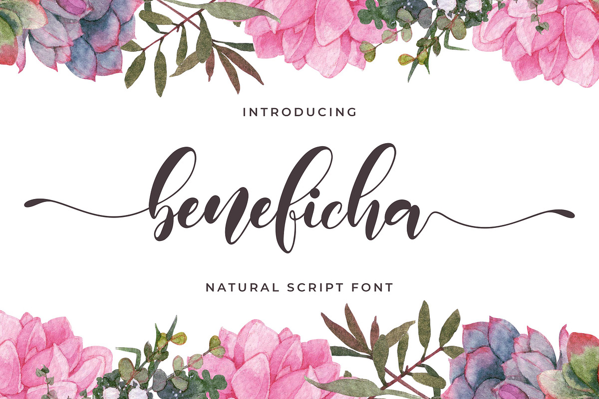 Beneficha - Natural Script Font, a Script Font by Almarkhatype (Photo 1 of 11)