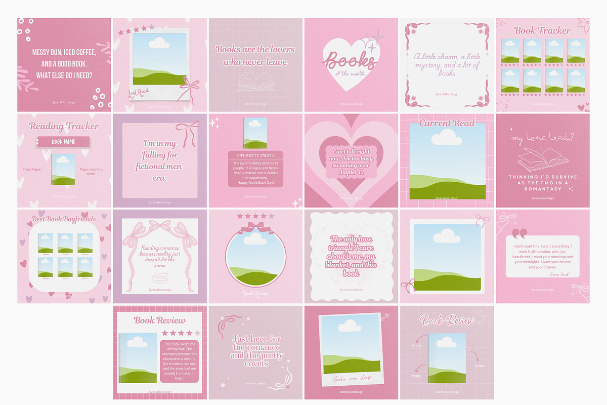 Cute Bookstagrammer Canva Templates, a Social Media Template by Kaleidokika (Photo 3 of 4)