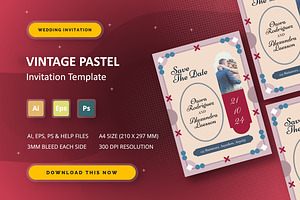 Vintage Pastel - Wedding Invitation, an Invitation Template by StreaksideStd