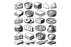 Cheese and Food Icons, an Object Graphic by RT Studio