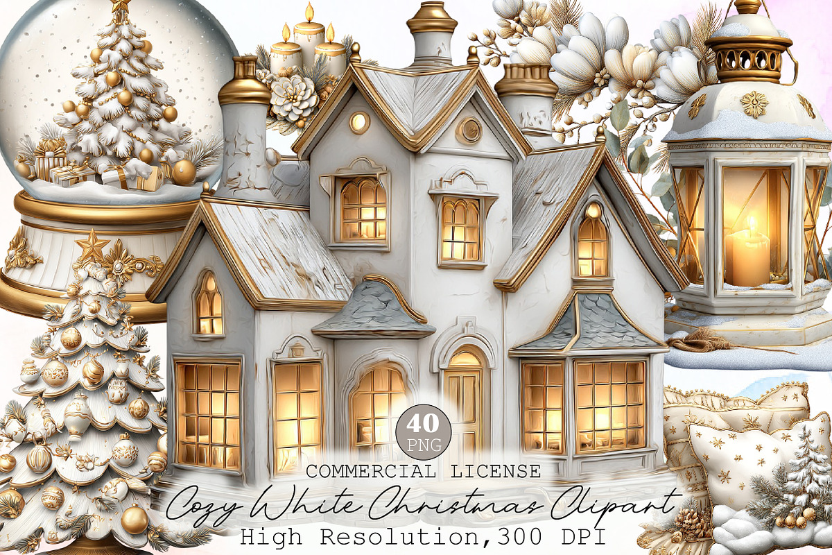 Watercolor Cozy White Christmas Clip, an Illustration by Sublimation Artist (Photo 1 of 6)