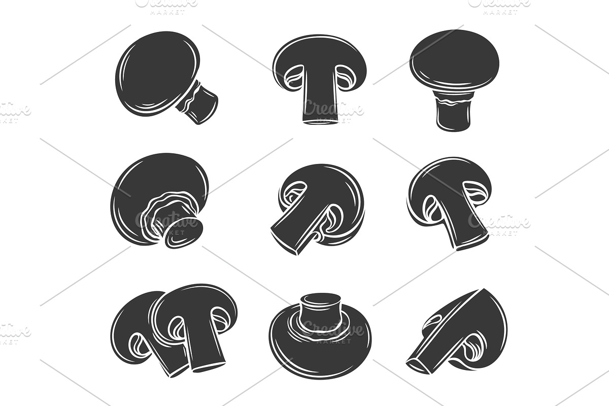 Glyph champignon mushrooms icon, a Food Illustration by VictoriaSergeeva
