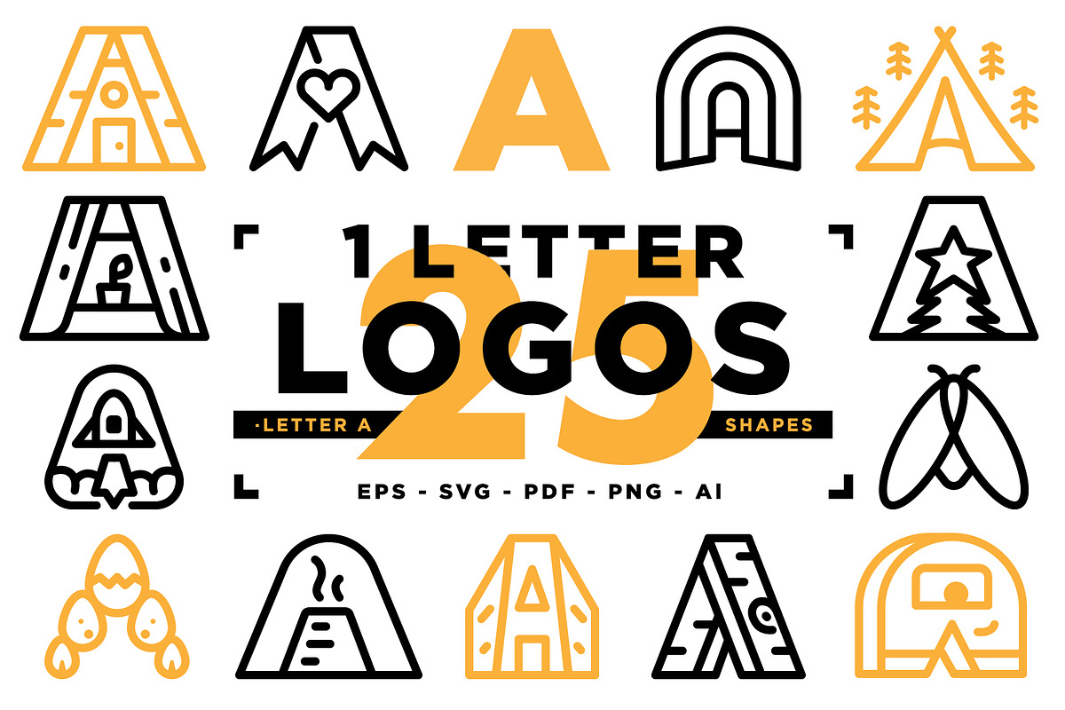 Letter A Logo Bundle: 25 Minimalist, a Decorative Illustration by The Monoline Guy (Photo 4 of 4)