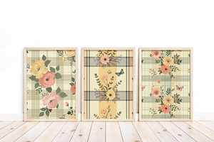 Plaid Floral Backgrounds