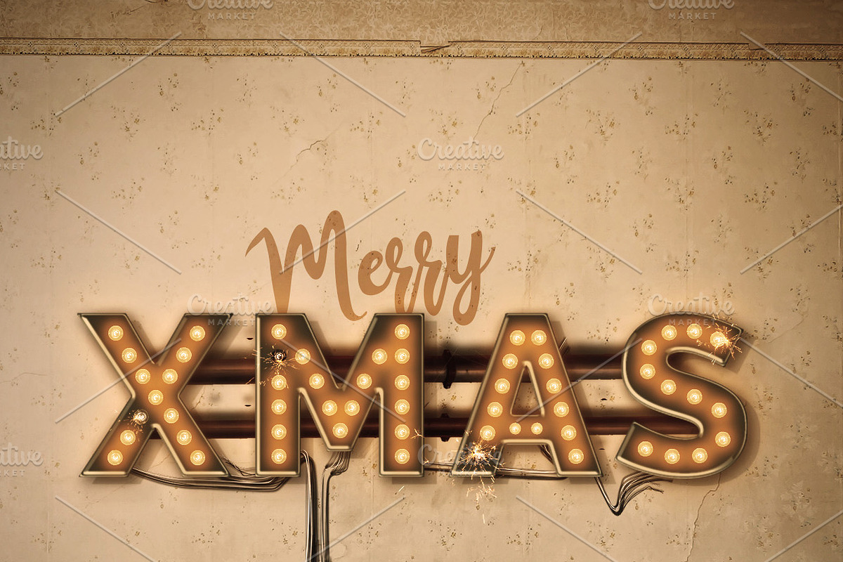 LightBulb Merry Christmas Signs, an Illustration by Solid Pixel (Photo 13 of 15)