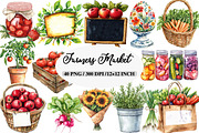Watercolor Farmers Market Clipart, an Illustration by Daily.Designs (Thumbnail 1 of 5)