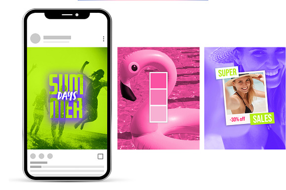 Neon Style Social Media Post Set