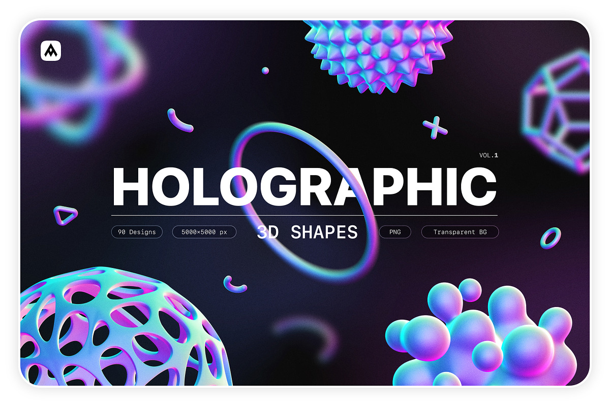 Holographic 3D shapes collection, an Object Graphic by Samolevsky (Photo 1 of 13)