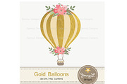 Gold Hot Air Balloon Clipart, an Illustration by JennyL Designs (Thumbnail 2 of 2)
