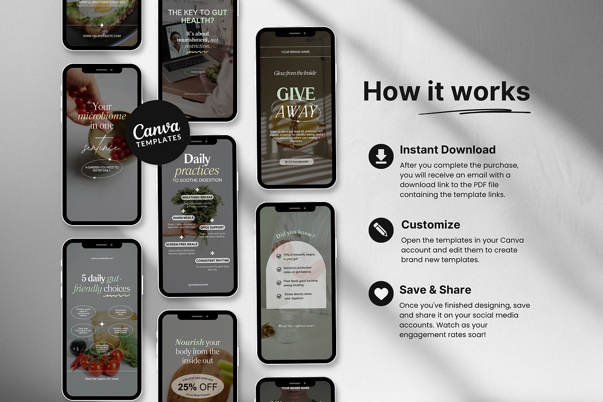 100 Gut Health Reels Templates preview 7