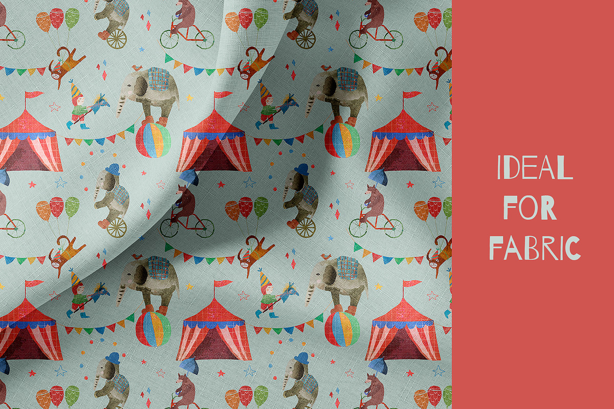 Circus Animals Watercolor patterns, a Pattern Graphic by watercolor kamill (Photo 4 of 9)